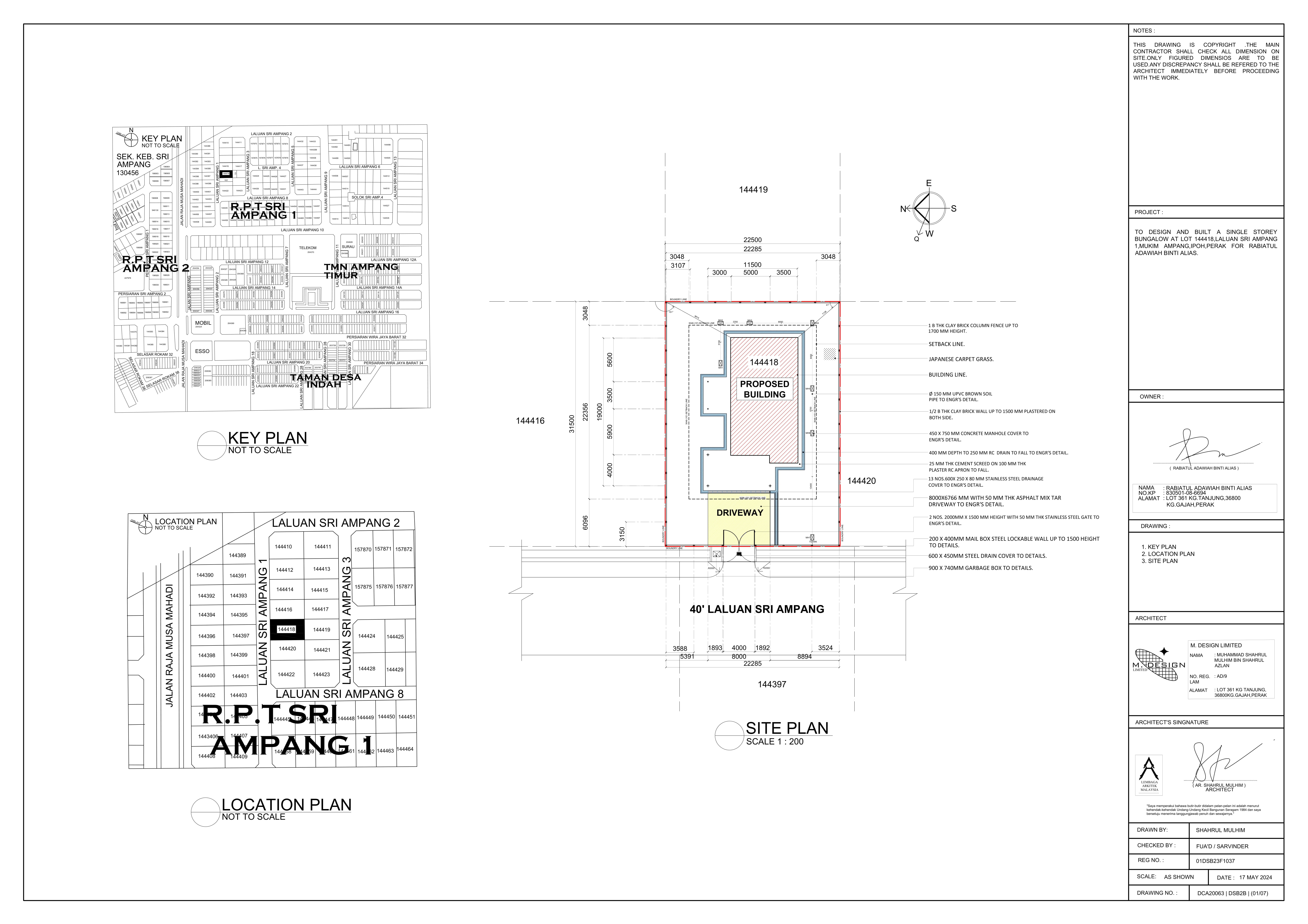 Single Storey Bungalow subject drawing 01
