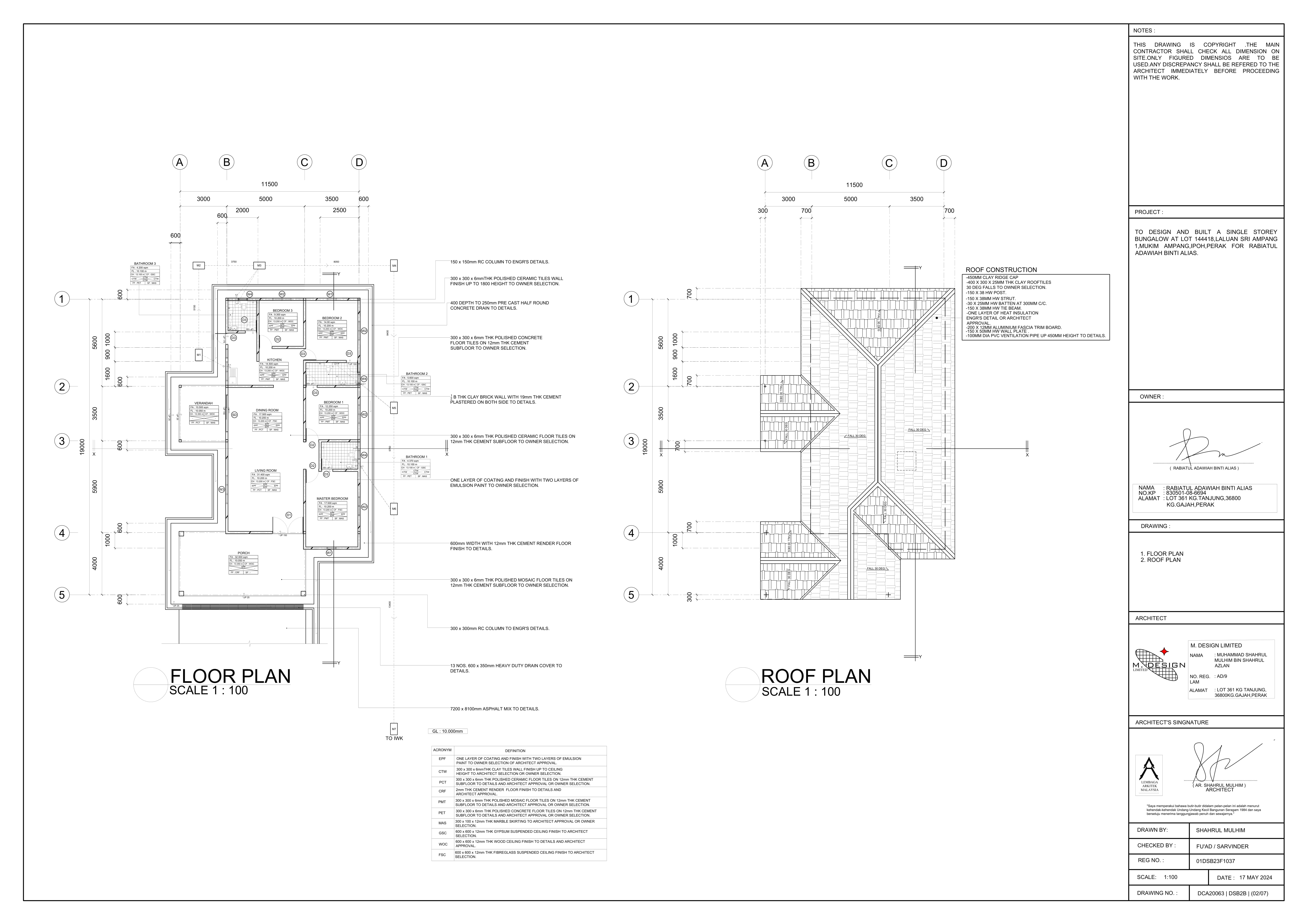 Single Storey Bungalow subject drawing 02