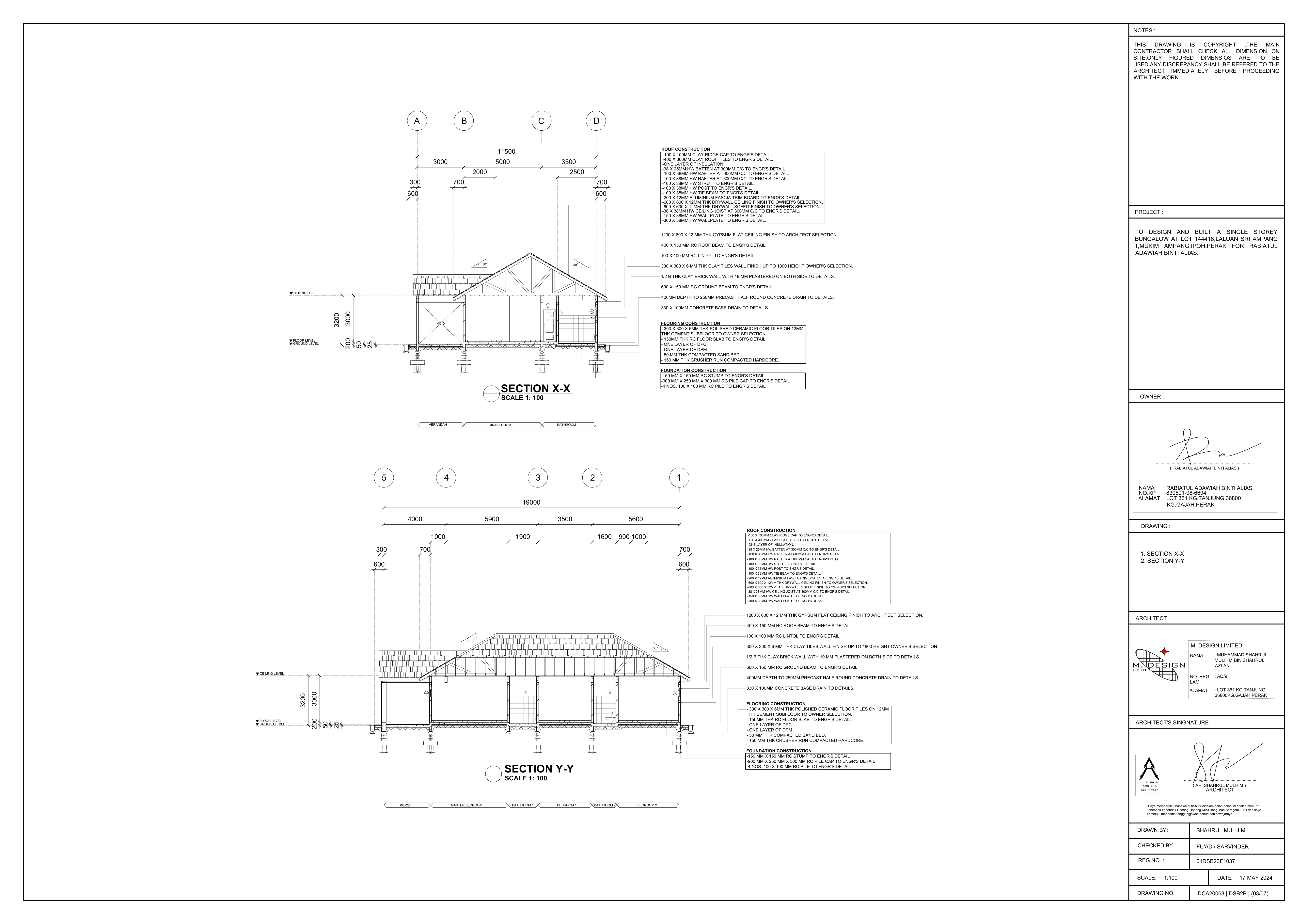 Single Storey Bungalow subject drawing 03