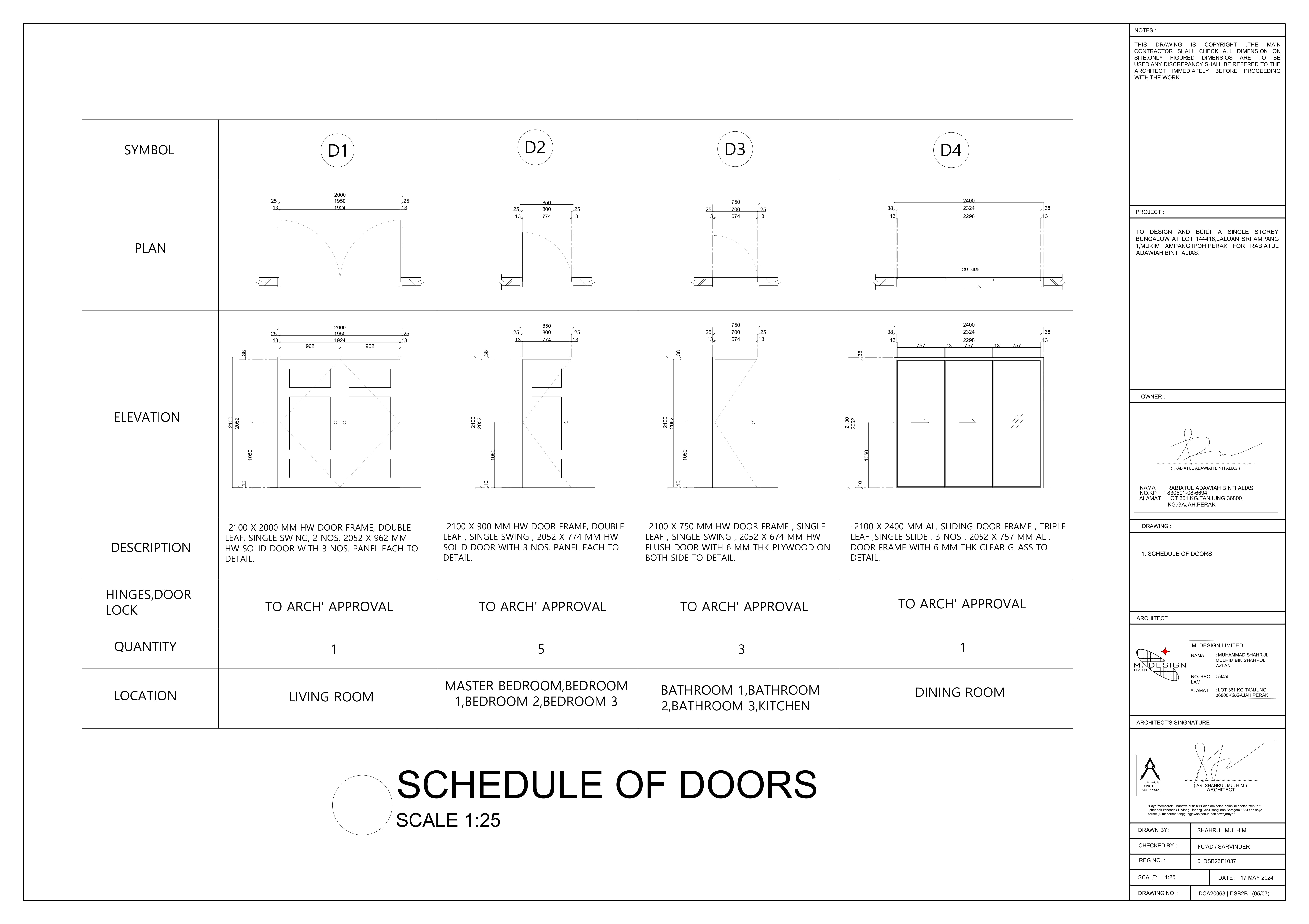 Single Storey Bungalow subject drawing 05