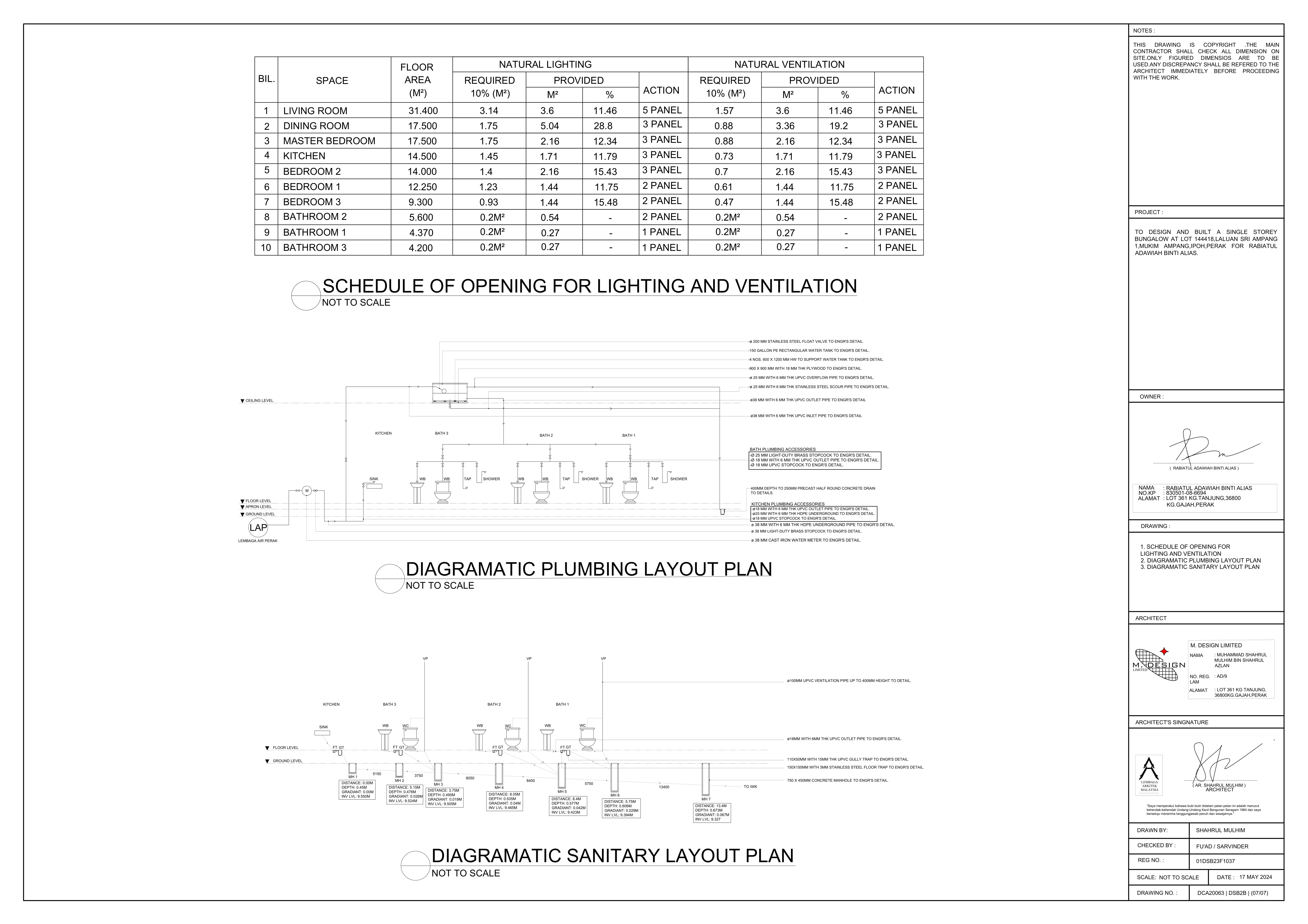 Single Storey Bungalow subject drawing 07